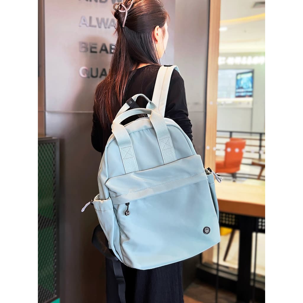 Mochila portátil de lona feminina, dupla utilização, Casual, leve, grande capacidade, mochila de viagem, computador, bol