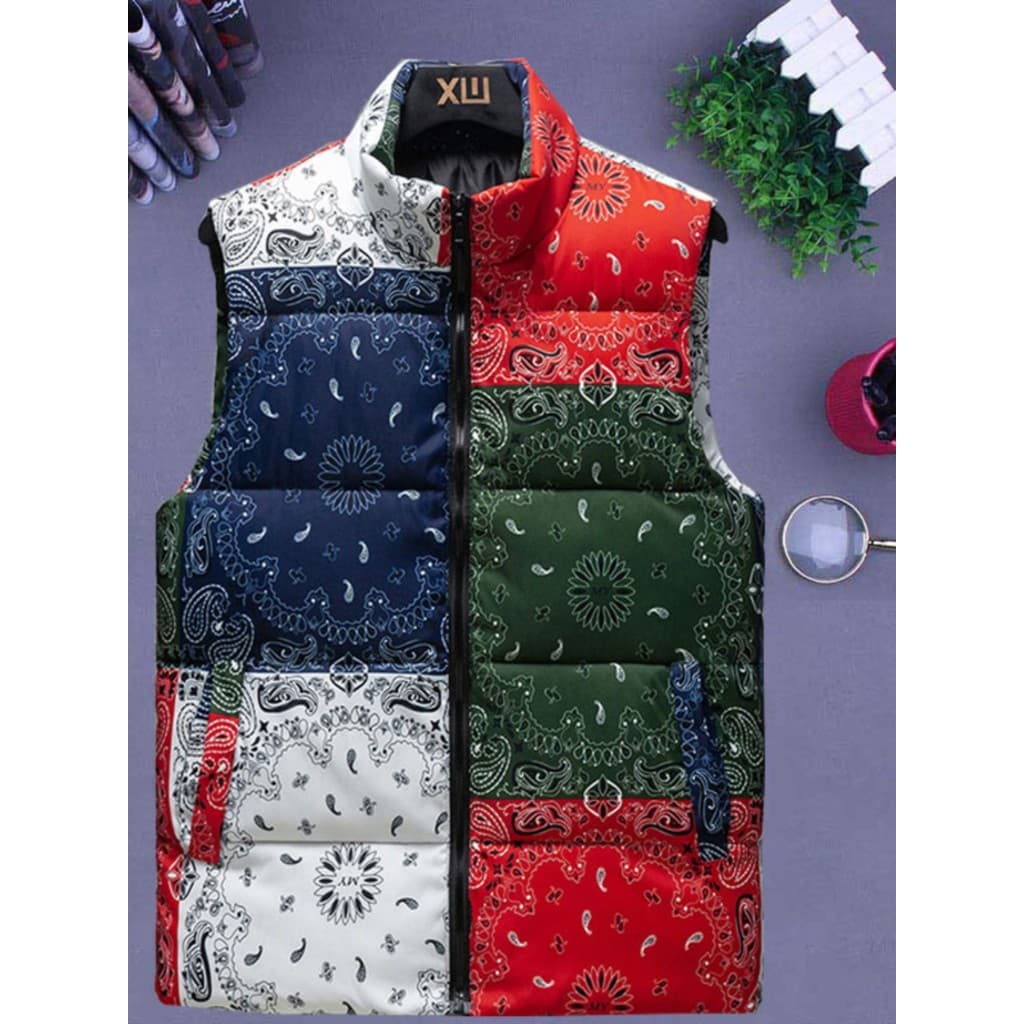 Para baixo colete de algodão masculino cor inverno novo estilo na moda leve colete térmico exterior Wear gola colete jaq
