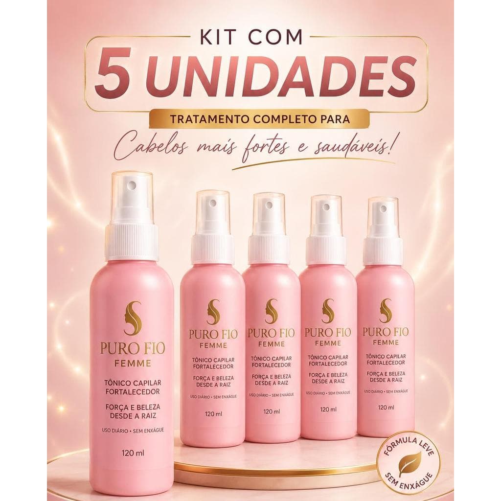 Kit 5 tonico capilar Femme - Cabelos Fortes e saudáveis da raiz as pontas - Cabelos longos
