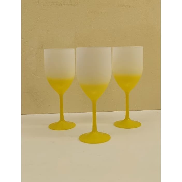 Taça vinho amarela jateada degrade