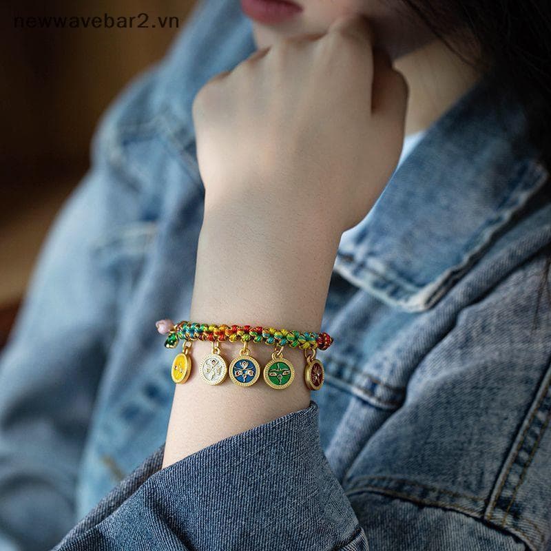 Pulseira Artesanal De Corda Colorida , De Cinco Vias De Riqueza , Joia Com Ajustável .