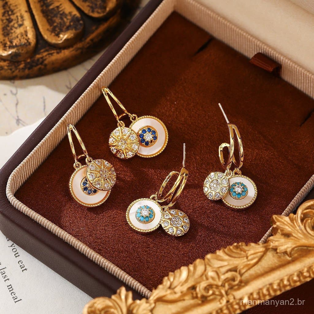 Brincos Pendentes Little Mermaid Star Burst – De Cristal Azul Oceano Para Mulheres Joias Hipoalergênicas Banhadas A Ouro