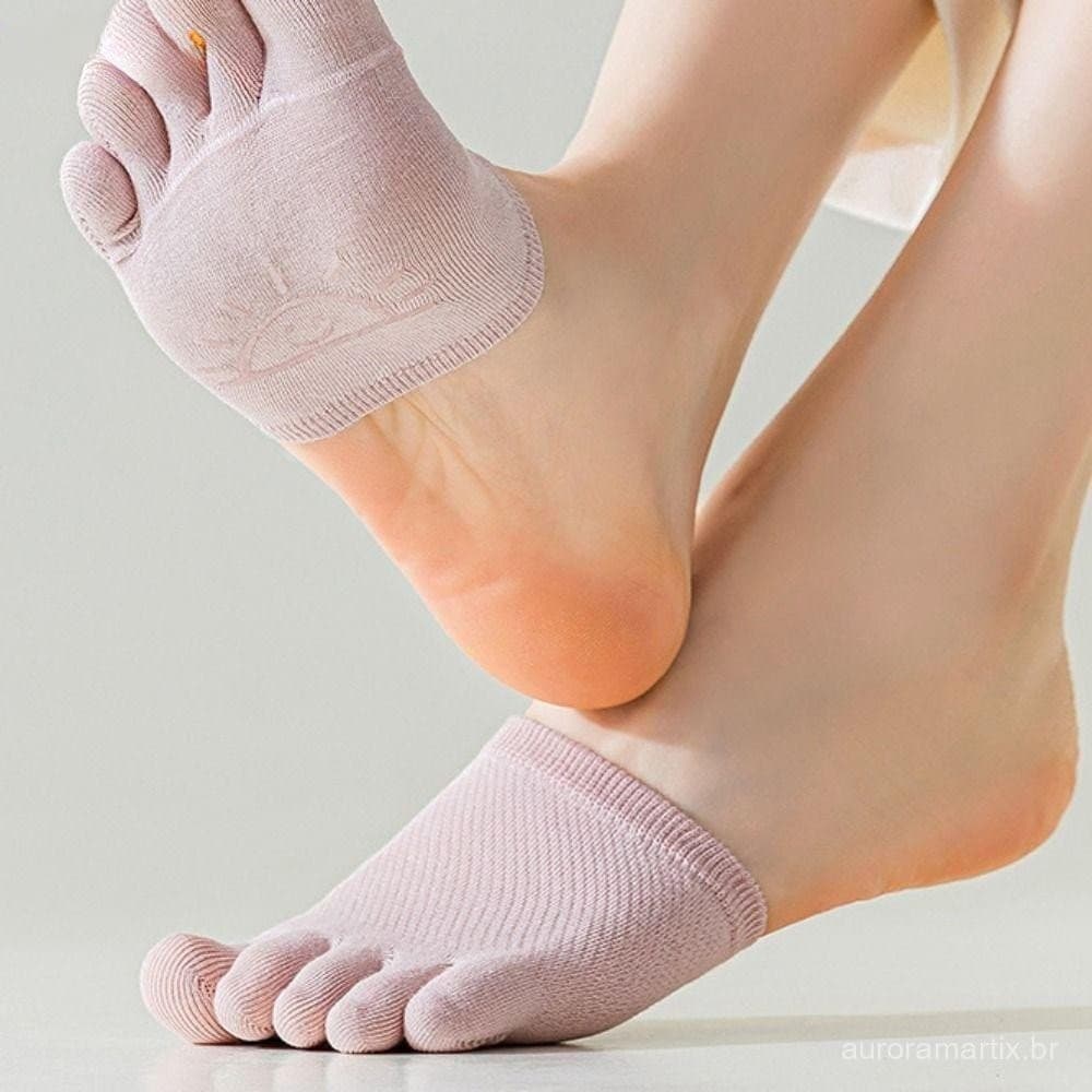 NATASHA Toe Separator Meias De Algodão Curtas Simples Meia Palma Antepé Cor Sólida Com Cinco Dedos