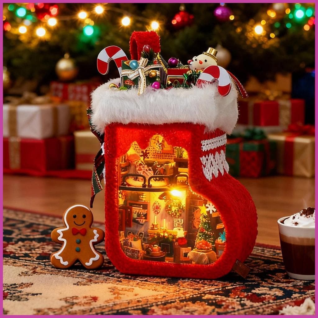Kit De Casa Em Miniatura Artesanato De Natal Meia Luz LED DIY Para Mesa De Centro kerimy
