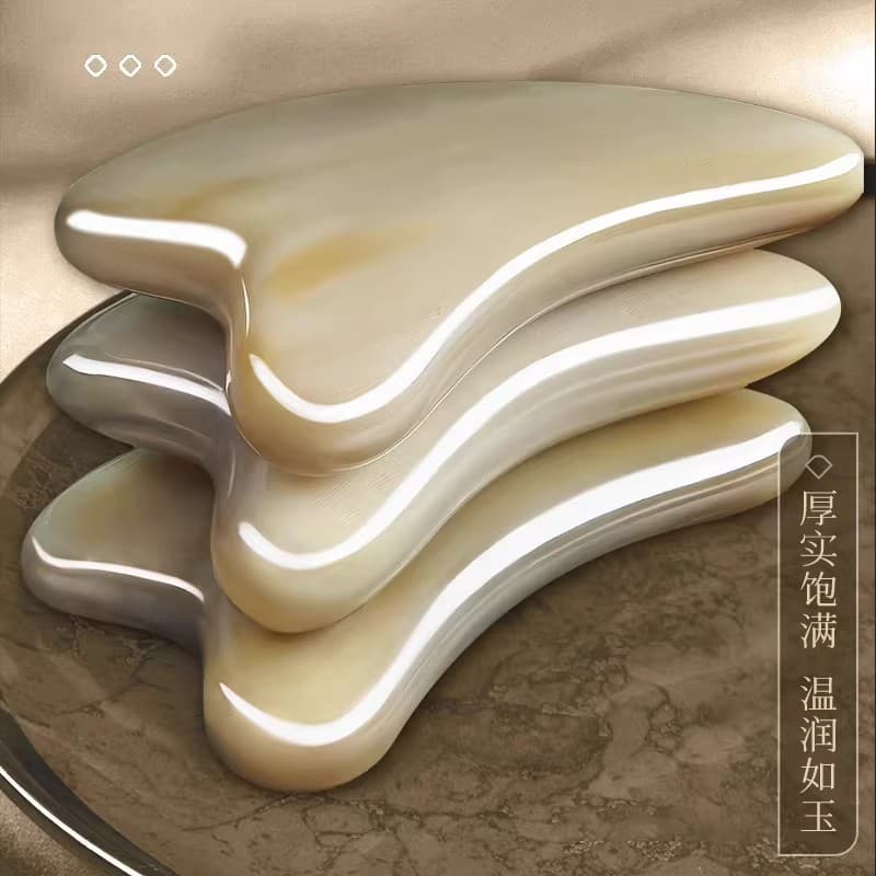 Bastão de Massagem Ocular Zhuocheng de Chifre de Búfalo Branco para Uso Facial, Bastão de Massagem para Raspagem Ocular