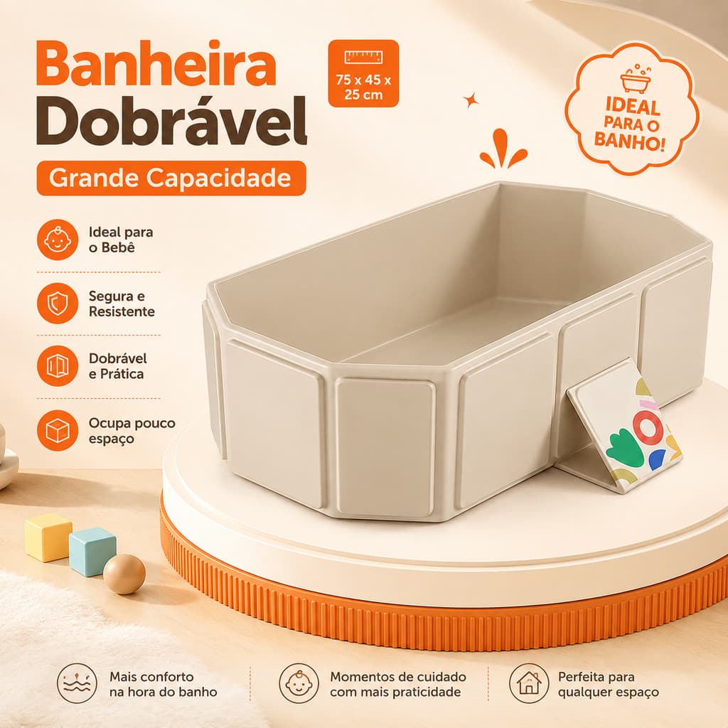 Banheira de Bebê Dobrável Infantil Antiderrapante Portátil Fácil de Guardar