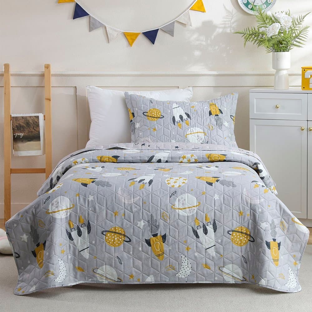 Kit Cobre Leito Colcha Solteiro Menino/Menina Infantil  2 Peças Boutis Temática Dupla Face