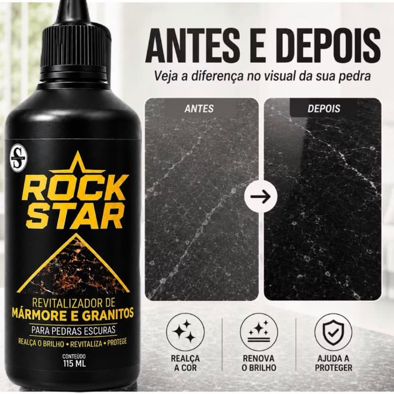 Renova Granito Mármore Realça Cor Imediato Rock Star Revitalizador