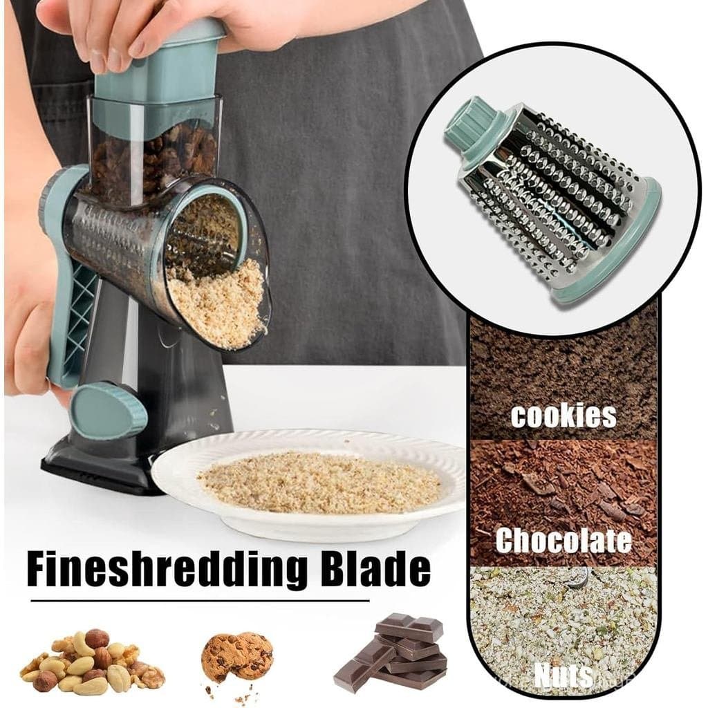 Ralador de Queijo Manual, Ralador de Queijo em Aço Inoxidável com Base de Sucção Forte, Ralador Rotativo para Cenouras,