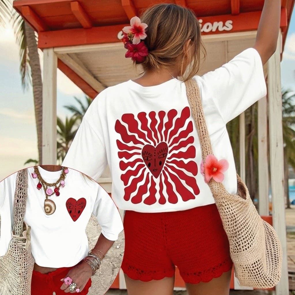 Camiseta Feminina Wild Heart Moda Casual T-Shirt Algodão Leve e Macio