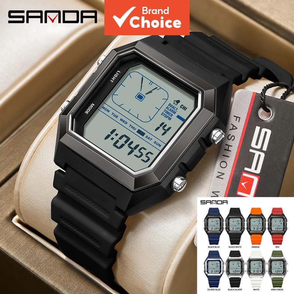 Relógio Digital SANDA Masculino Esportivo Militar Relógio de Pulso de Luxo Marca Superior Cronômetro LED à Prova d'Água