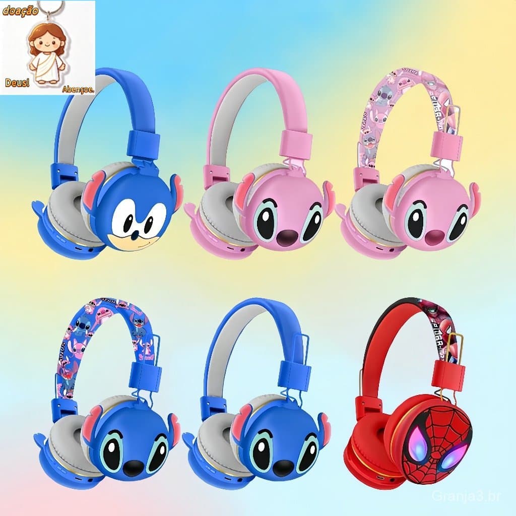 Headphone Stitch /Sonic Fone de Ouvido Infantil Bluetooth Sem Fio Alta Fidelidade Estéreo