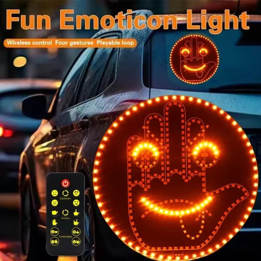 Carro LED Engraçado Expressão Facial Luz Com Controle Remoto Janela Traseira Multi-Função Aviso Lembrete Lâmpada Acessór