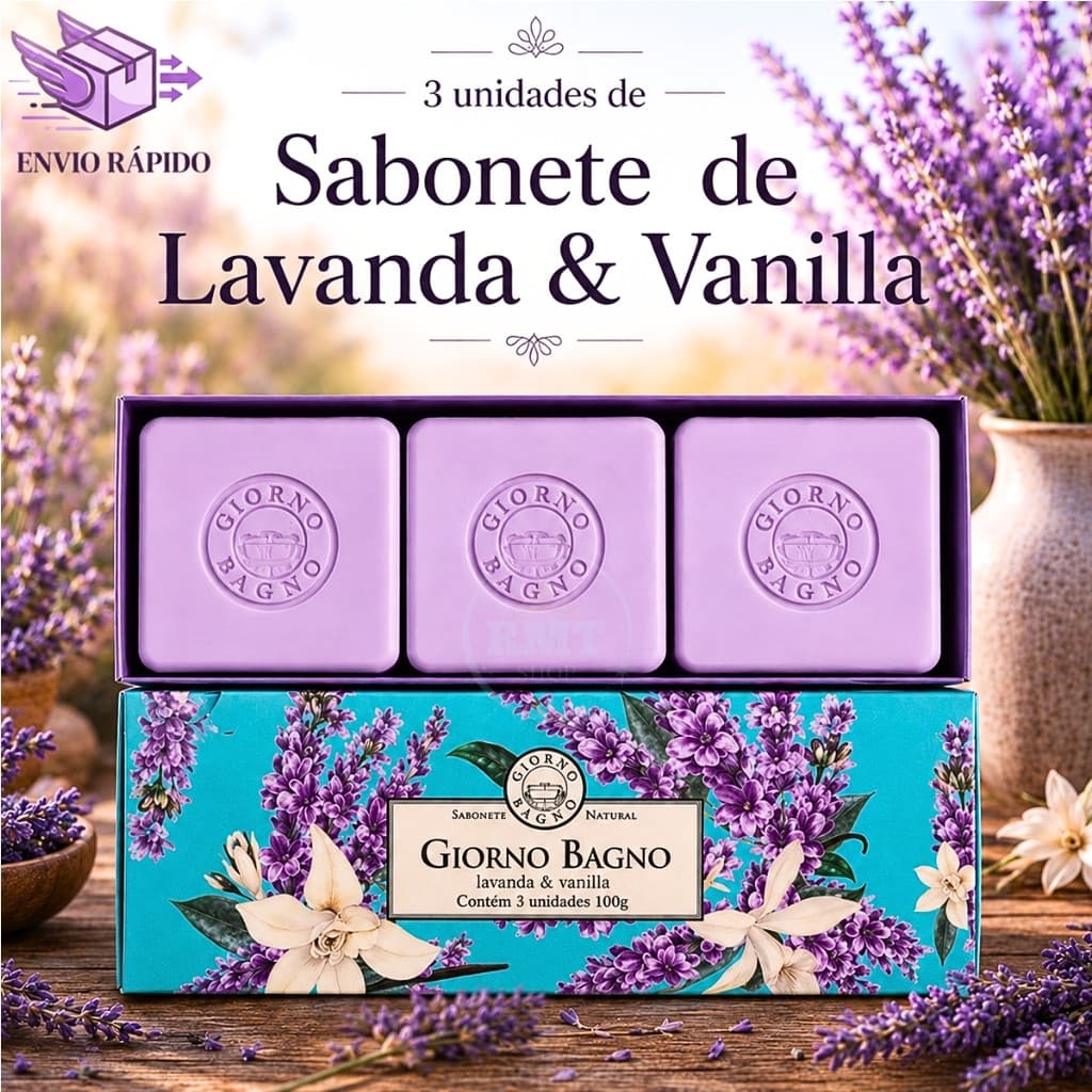 Kit 3 Sabonetes Giorno Bagno Lavanda E Vanilla 100Gr Cada - Presenteável Alta Perfumação