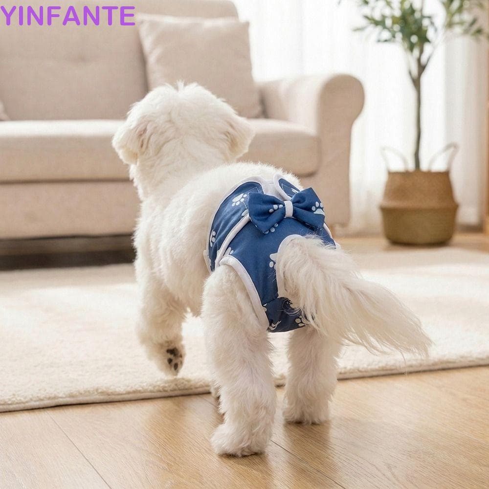 Calcinha Sanitária Para Cães YINFANTEWN , Fralda Ajustável Com Padrão De Cachorro , Roupa Íntima Aconchegante Cachorros