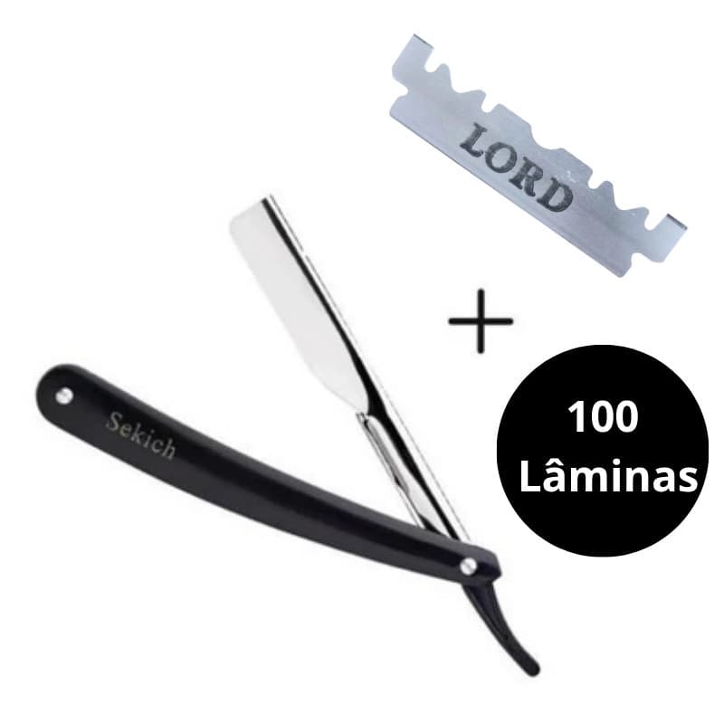 Kit Navalhete Navalha Uso Para Barbeiro +100 lâminas De Aço Inox Para  Barbeiro