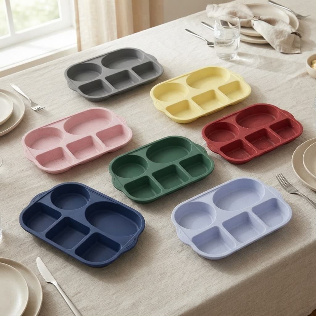 Bandeja Multiserv Colours Frames Prato Com 5 Divisórias Infantil Alimentação Divertida Lanche