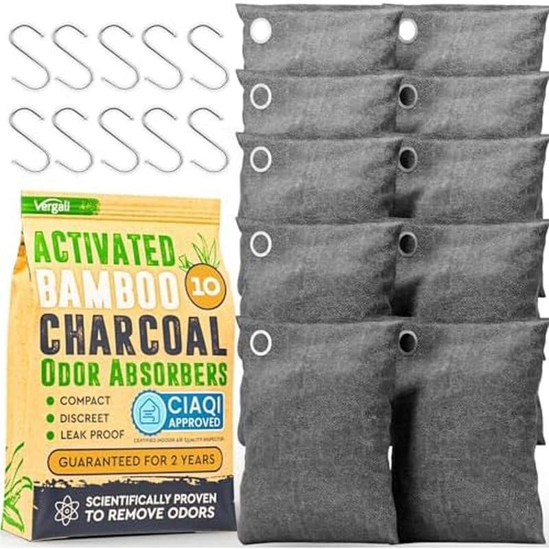 Absorvedor De Odores De Carvão Ativado Para Fortes Em Carro , Armário , Sapato , Porão . 10 Sacos Absorventes Casa De Ba