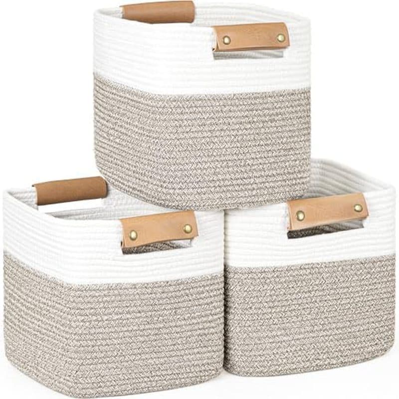 Cestas De Armazenamento Danpinera De 11 Polegadas , Tecido Para Organização , Cubos De 3 Pacotes Prateleiras , Armário ,