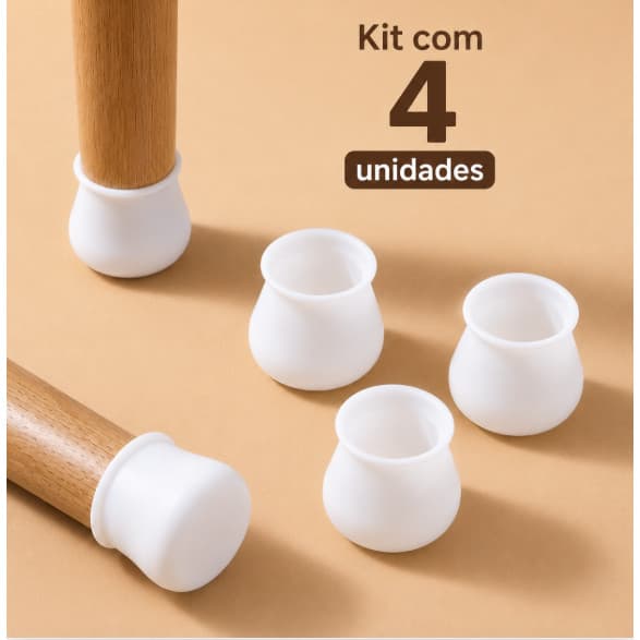 Kit 4 Protetor Pe De Cadeira Silicone Redondo Anti Risco Barulho