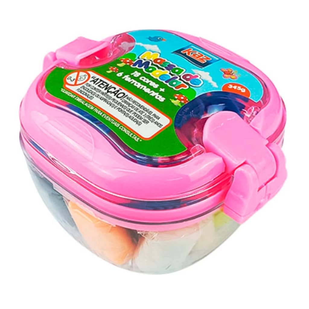 Kit Massa de Modelar Kaz 18 Cores + 6 Ferramentas em Maleta Organizadora - Maleta de Massinha