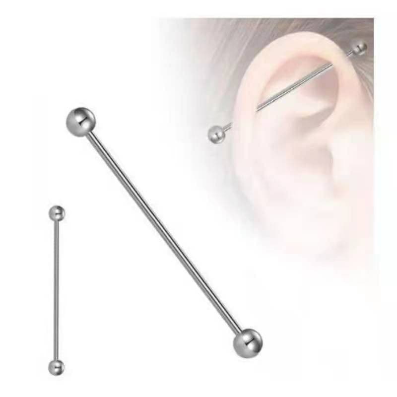 Cartela 12 unidade aço cirúrgico de piercing transversal bolinha unissex