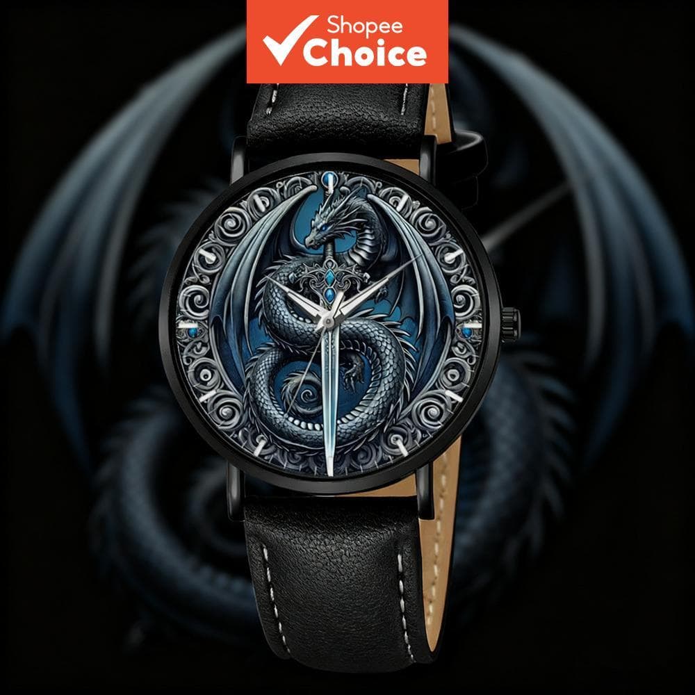 Relógio Masculino De Quartzo Com Dragão De Primavera, Pulseira De Couro Sintético, Presente Para Meninos