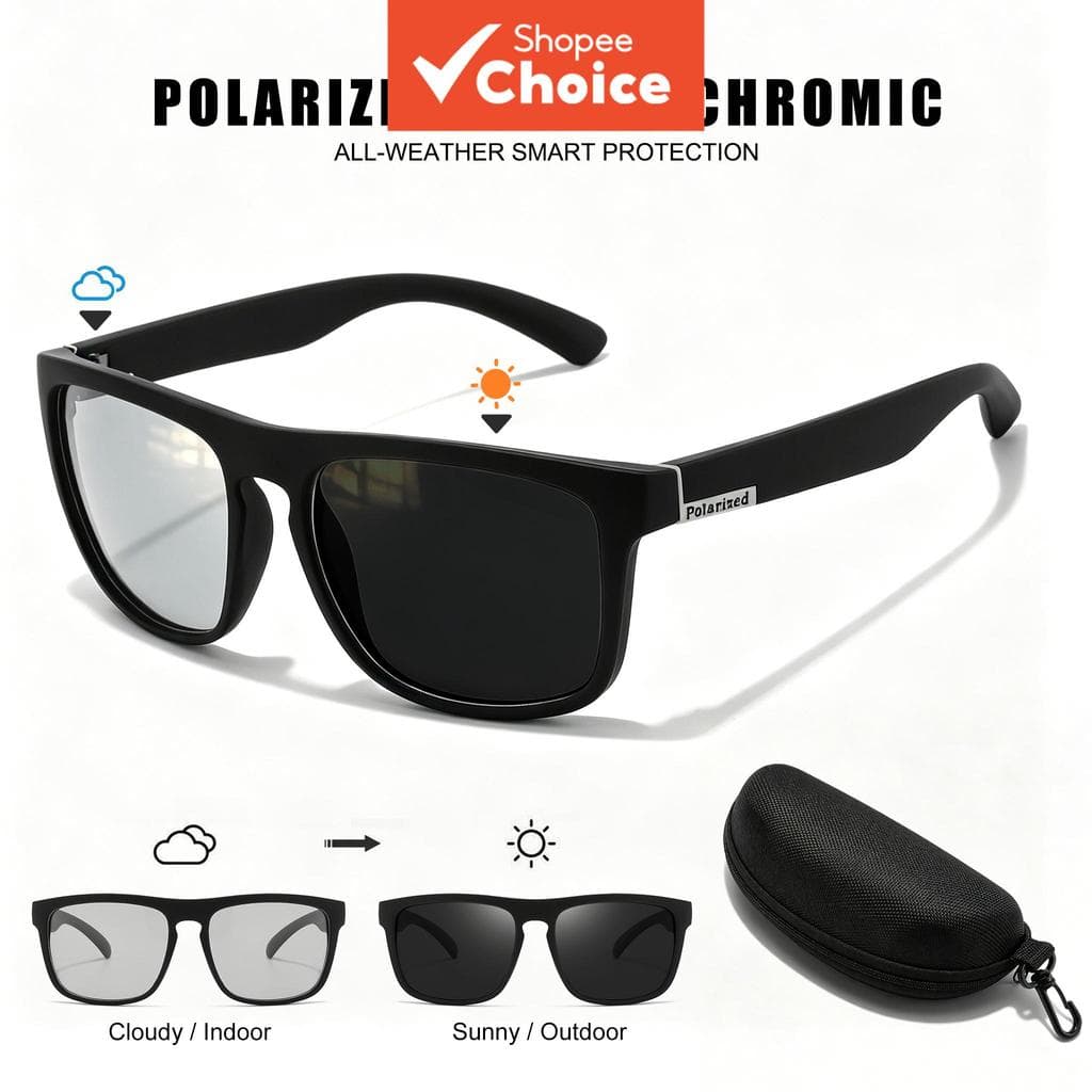 Óculos De Sol Fotocromáticos Polarizados Unissex Uv400 , Armação Quadrada Antirreflexo Para Dirigir , Pesca , Ciclismo