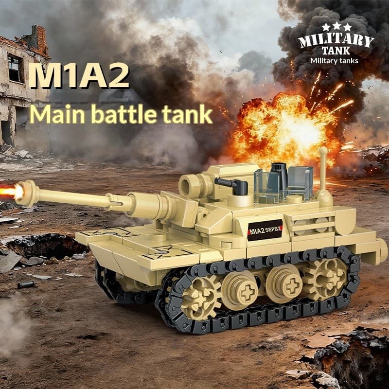 Brinquedo de Montar Tanque de Batalha Principal M1A2, Blocos de Construção em Pequenas Peças