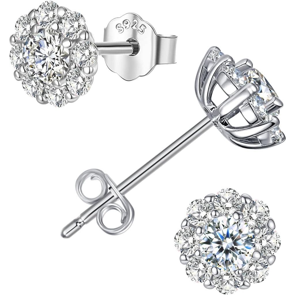 Brincos de Moissanite com Pinos de Titânio e Cristal, Banhados a Ouro Branco 18K, Brincos de Moissanite Criada em Labora