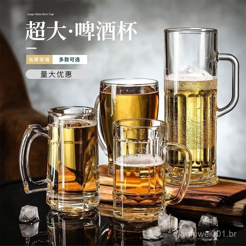 Copo de Vidro Criativo Hero Cup, Capacidade Extra Grande, Copo de Cerveja de Barril com Alça Famoso na Internet, Copo de
