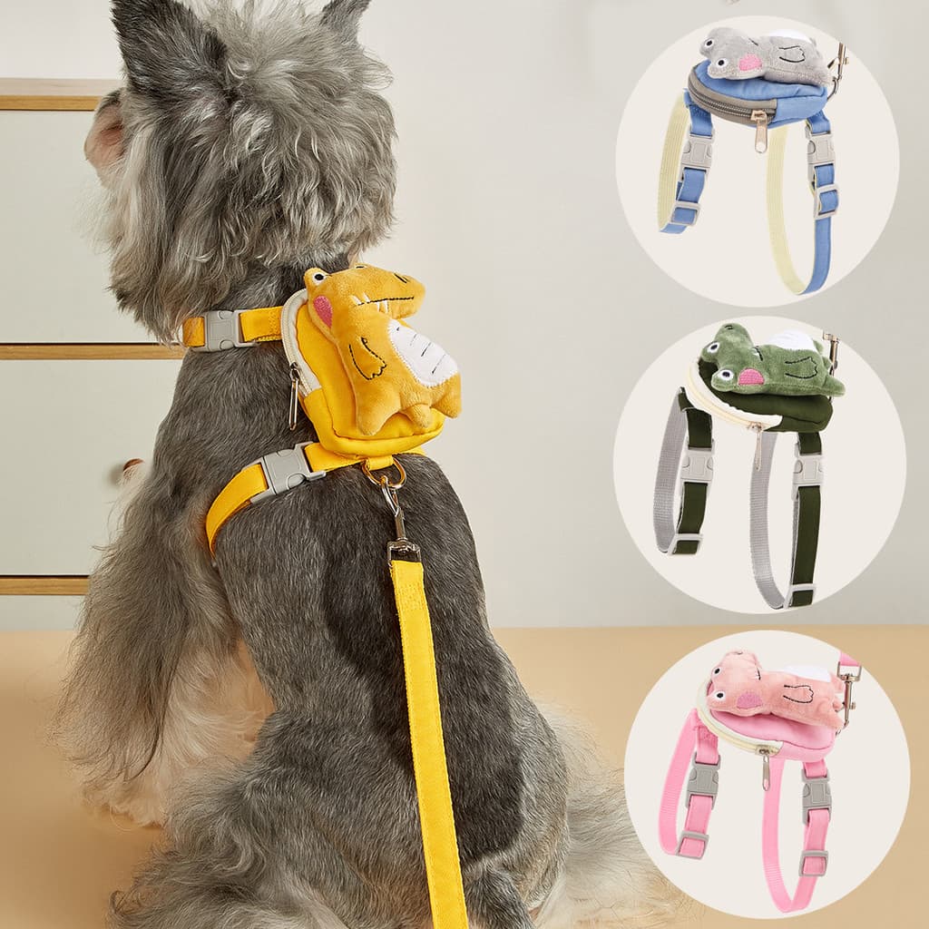 Imitação Denim Pet peito volta trela conjunto pequeno médio tamanho gatos cães portátil cão andando saco de escola