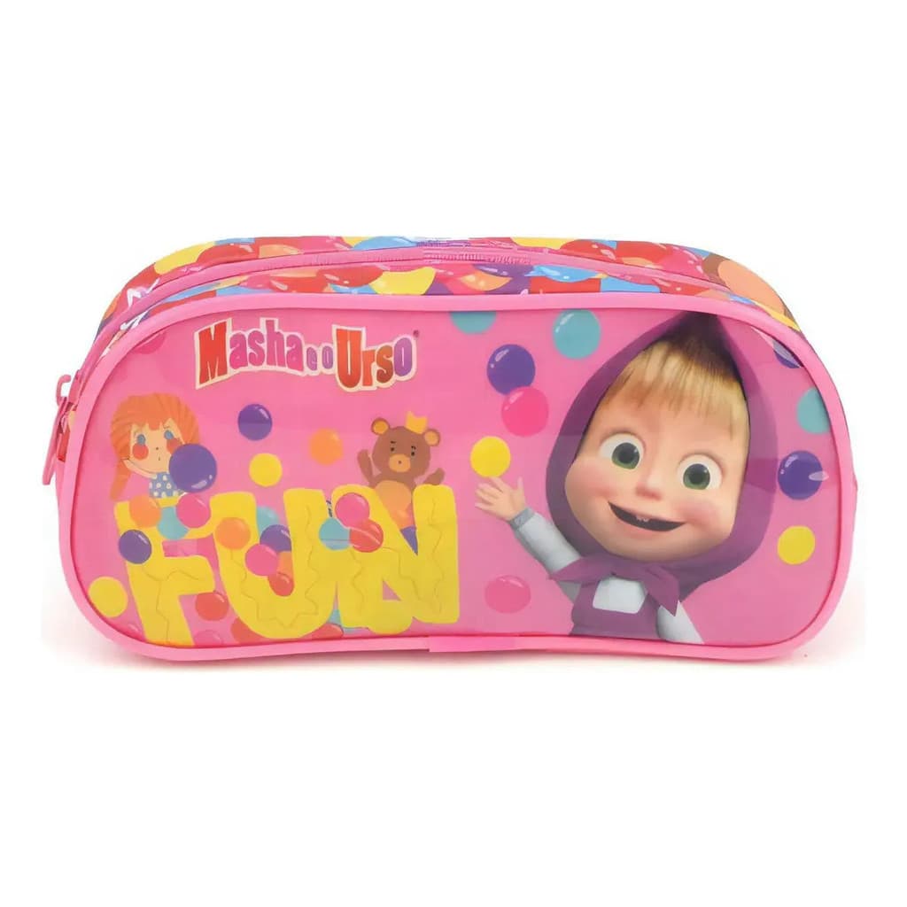 Estojo Escolar Infantil Masha Urso Rosa Simples 1 Divisoria