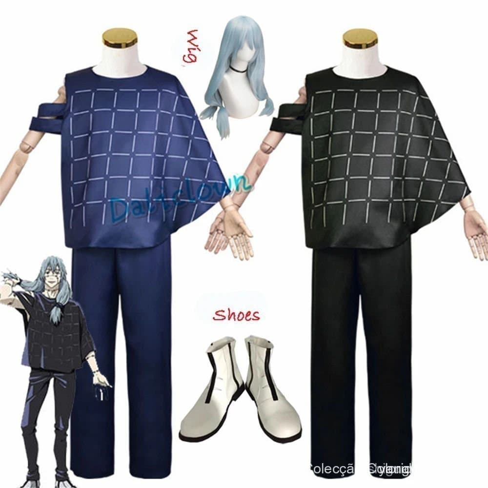 Fantasia de Cosplay Mahito, Peruca de Anime, Camiseta JJK, Calças, Traje de Halloween para Homens, Acessório de Festa IV