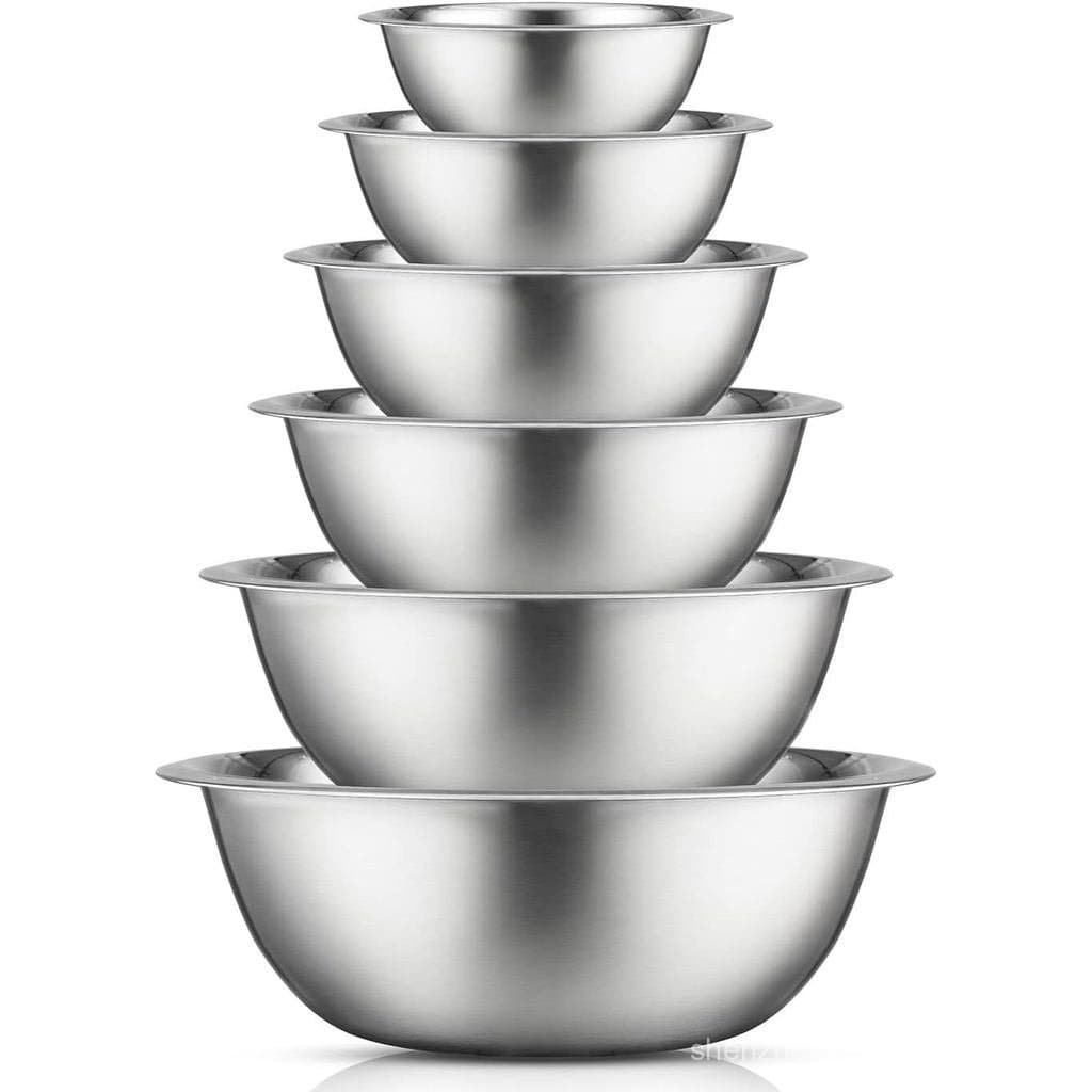 Conjunto de Tigelas de Mistura em Aço Inoxidável JoyJolt - 6 Peças, de 5qt a 0.5qt, Ideal para Cozinha, Culinária, Confe
