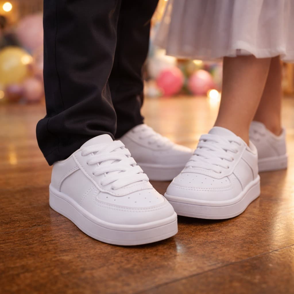 Tênis Infantil Branco Unissex Palmilha Confortável e Sola Antiderrapante para Crianças