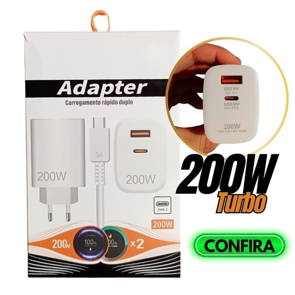 Carregador Turbo 200W para Xiaomi com Carga Rápida e Tecnologia PD [ORIGINAL]
