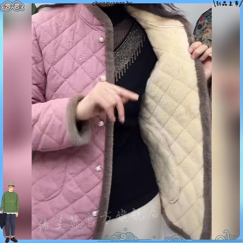Jaqueta acolchoada para idosos de meia-idade outono inverno 202 4 novo estilo mãe jaqueta acolchoada quente jaqueta Casu