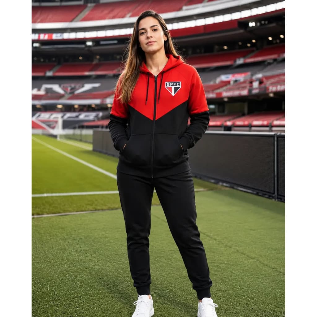 Jaqueta Do São Paulo Feminina Tricolor Com Capuz