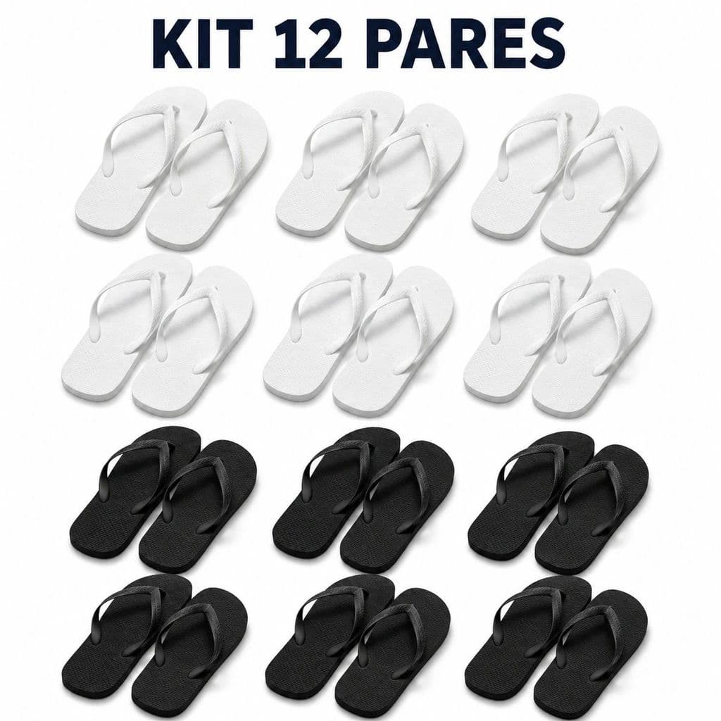 Kit 12 Pares Chinelos Masculino Feminino de Dedo Atacado