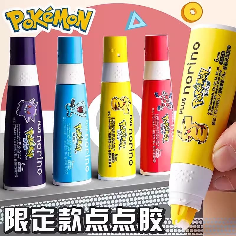[Pokémon Limited] Japan PLUS PLUS Dot Glue Edição Limitada Adesivo Dupla Face Manual Suprimentos Fita