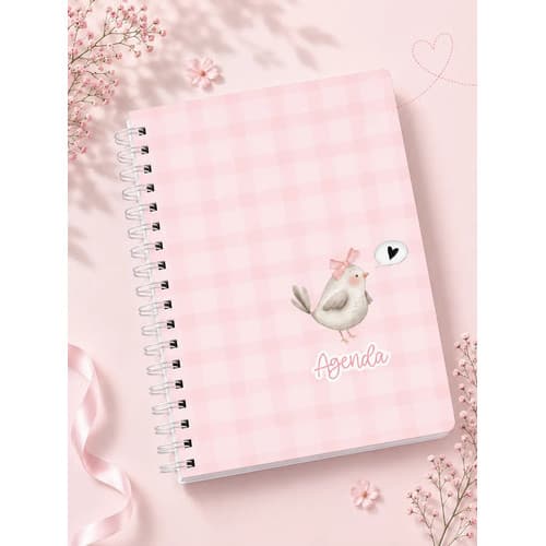 Agenda 2027 Planner Jardim A5 Capa Dura Presente Fofo Lacinho Rosa 2027