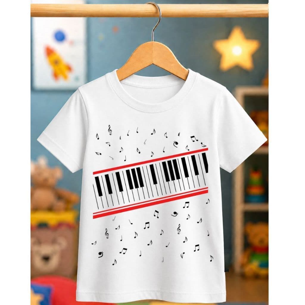 Camiseta Basica Infantil 100% Algodão Premium Camisa Streetwear Michael Jackson Teclado Piano