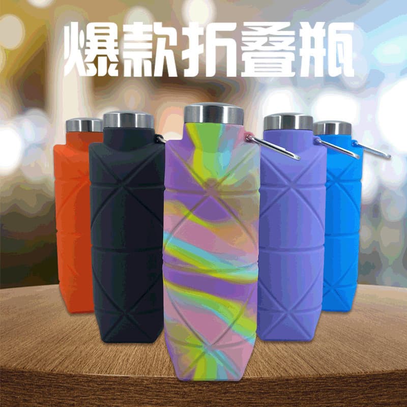 Garrafa de água dobrável de diamante de Silicone 700ml garrafa de água para esportes ao ar livre garrafa de água portáti