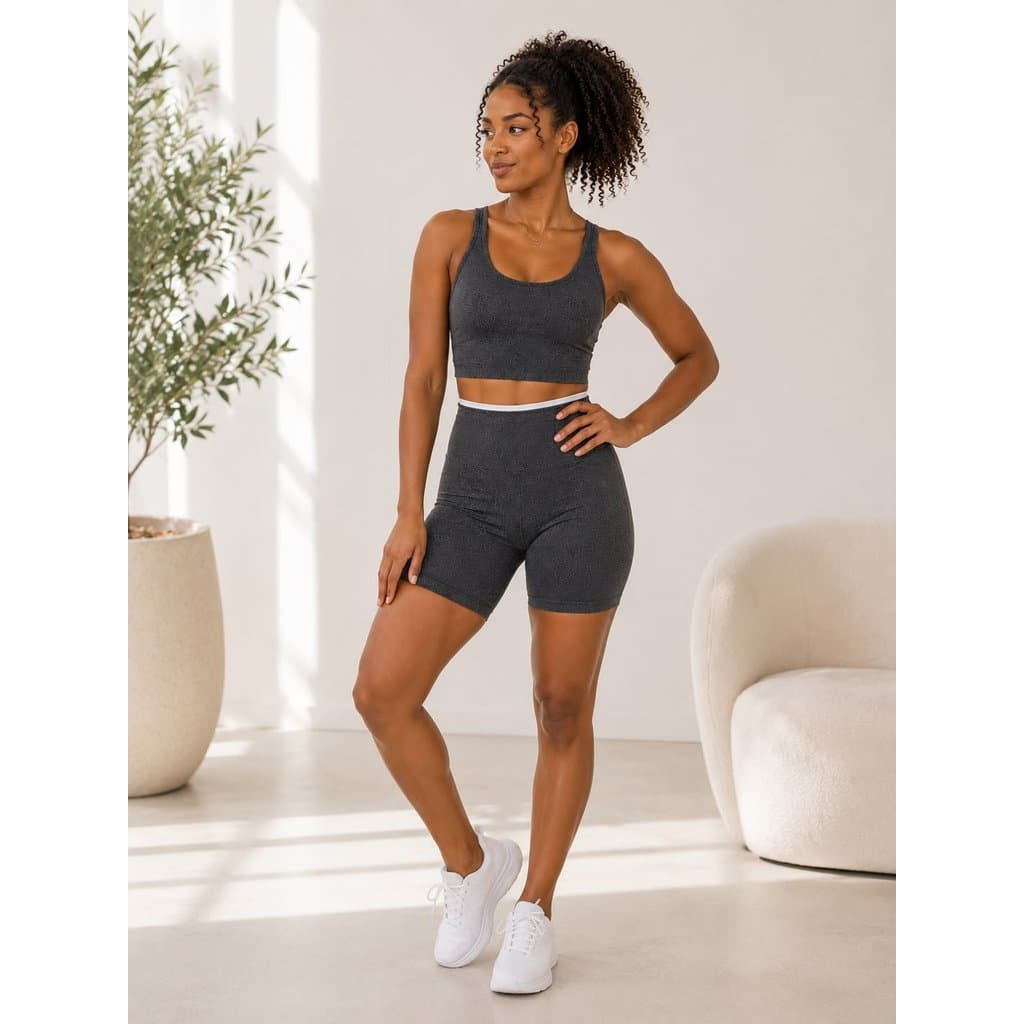 Top Fitness - Bermuda Fitness - Conjunto Feminino Academia - Cintura Alta - PRONTA ENTREGA
