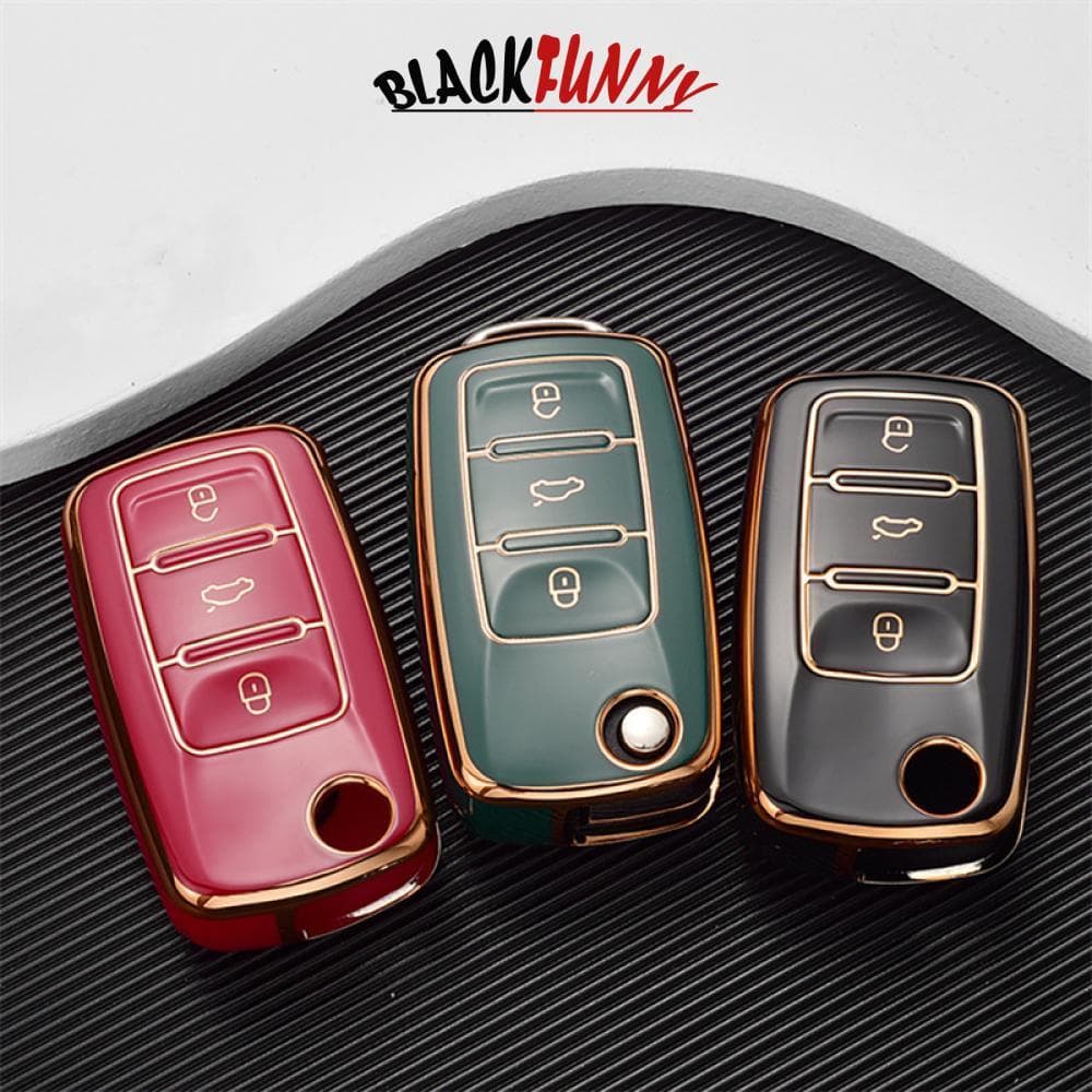 BLACKFUNNY TPU Capa De Chave Remota De Carro Para VW Volkswagen Polo Golf Passat Tiguan B3T1