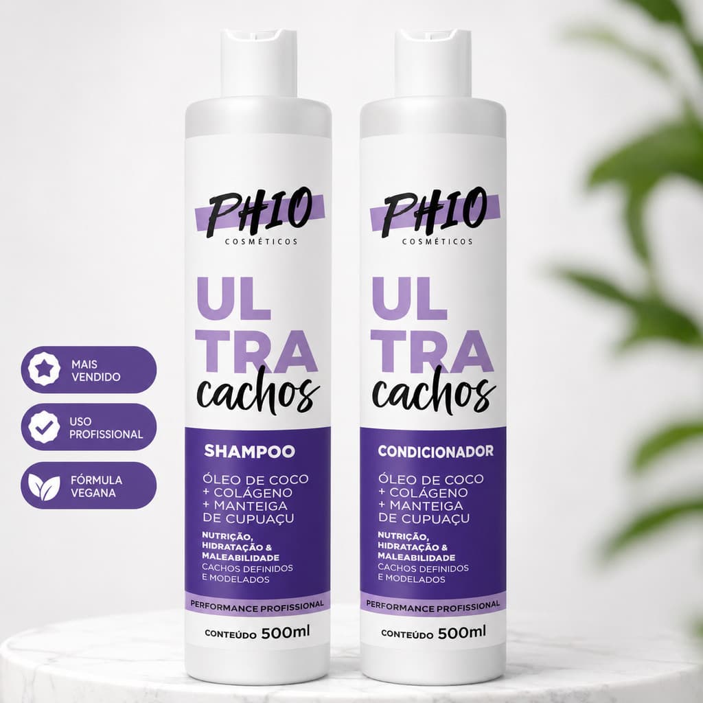 Kit Shampoo + Condicionador 500ml - Ultra Cachos - Cachos Perfeitos - Efeito salão - Profissional