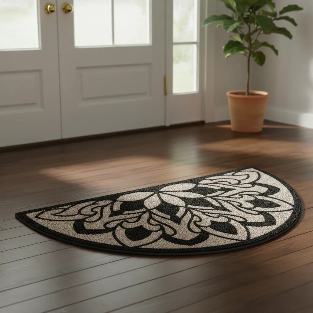 Tapete Capacho Mandala Meia Lua Arabescos Vinil Casa 80x40 lançamento porta entrada lindo decorativo