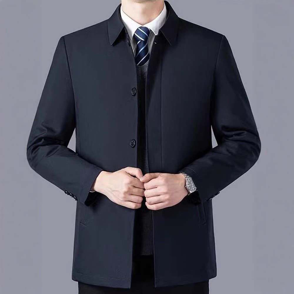 Jaqueta de pai idoso de meia-idade masculina primavera outono de meia-idade High-End jaqueta administrativa botão Casual