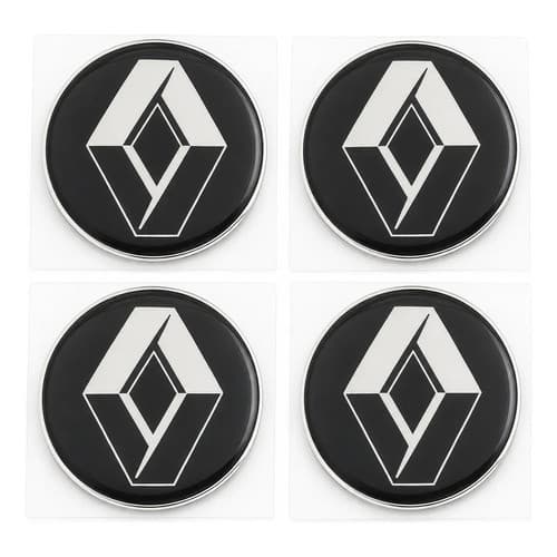 Kit 4 Emblemas Calota Roda Renault 48mm Resinado Alto Relevo Kwid Sandero Logan Duster Clio Original